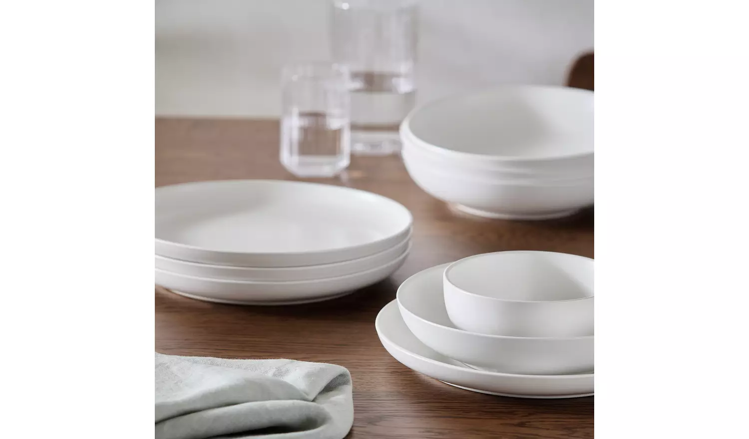 Habitat 12 Piece Stoneware Dinner Set - Matte White