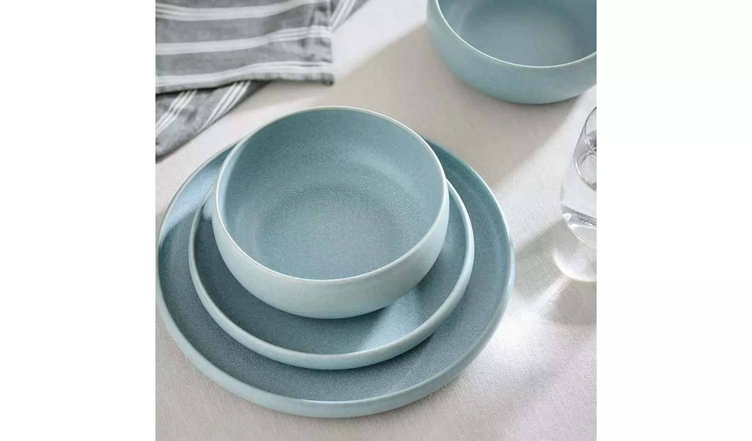 Habitat 12 Piece Reactive Stoneware Dinner Set - Blue