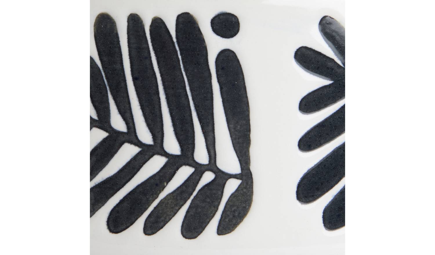 Habitat Leaf 12 Piece Stoneware Dinner Set - Black & White