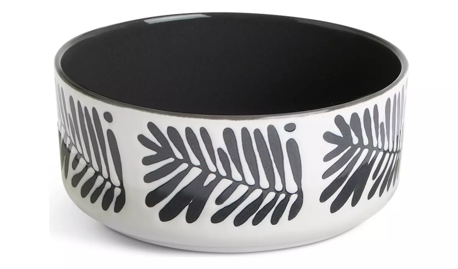 Habitat Leaf 12 Piece Stoneware Dinner Set - Black & White