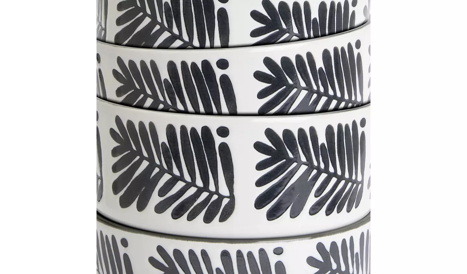 Habitat Leaf 12 Piece Stoneware Dinner Set - Black & White