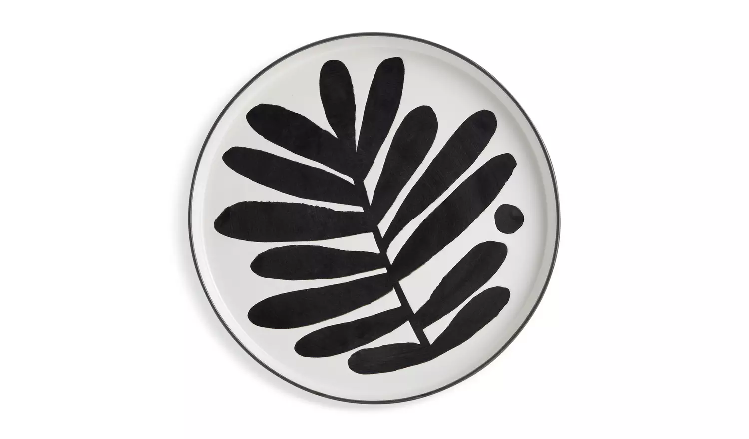 Habitat Leaf 12 Piece Stoneware Dinner Set - Black & White