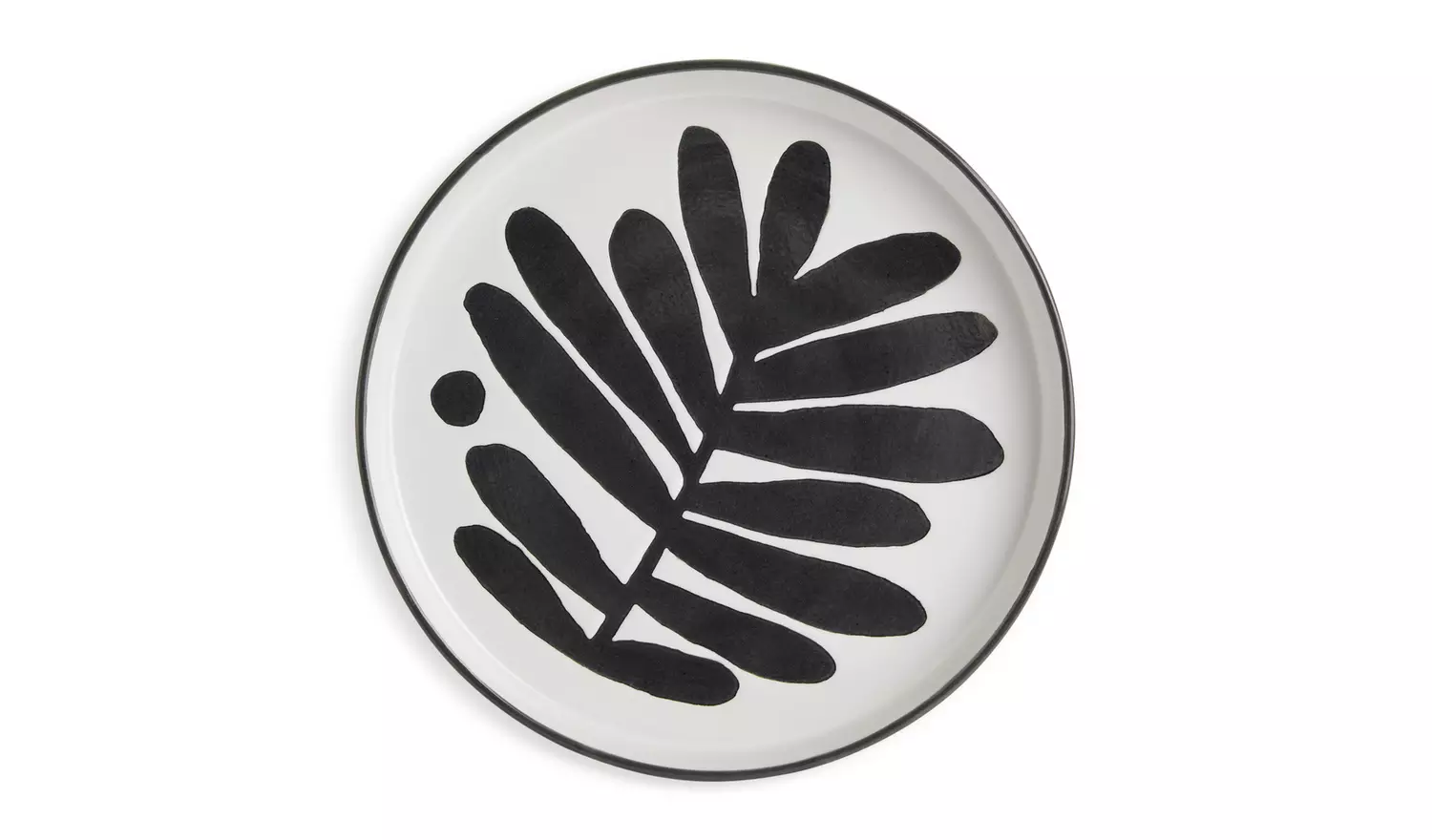 Habitat Leaf 12 Piece Stoneware Dinner Set - Black & White