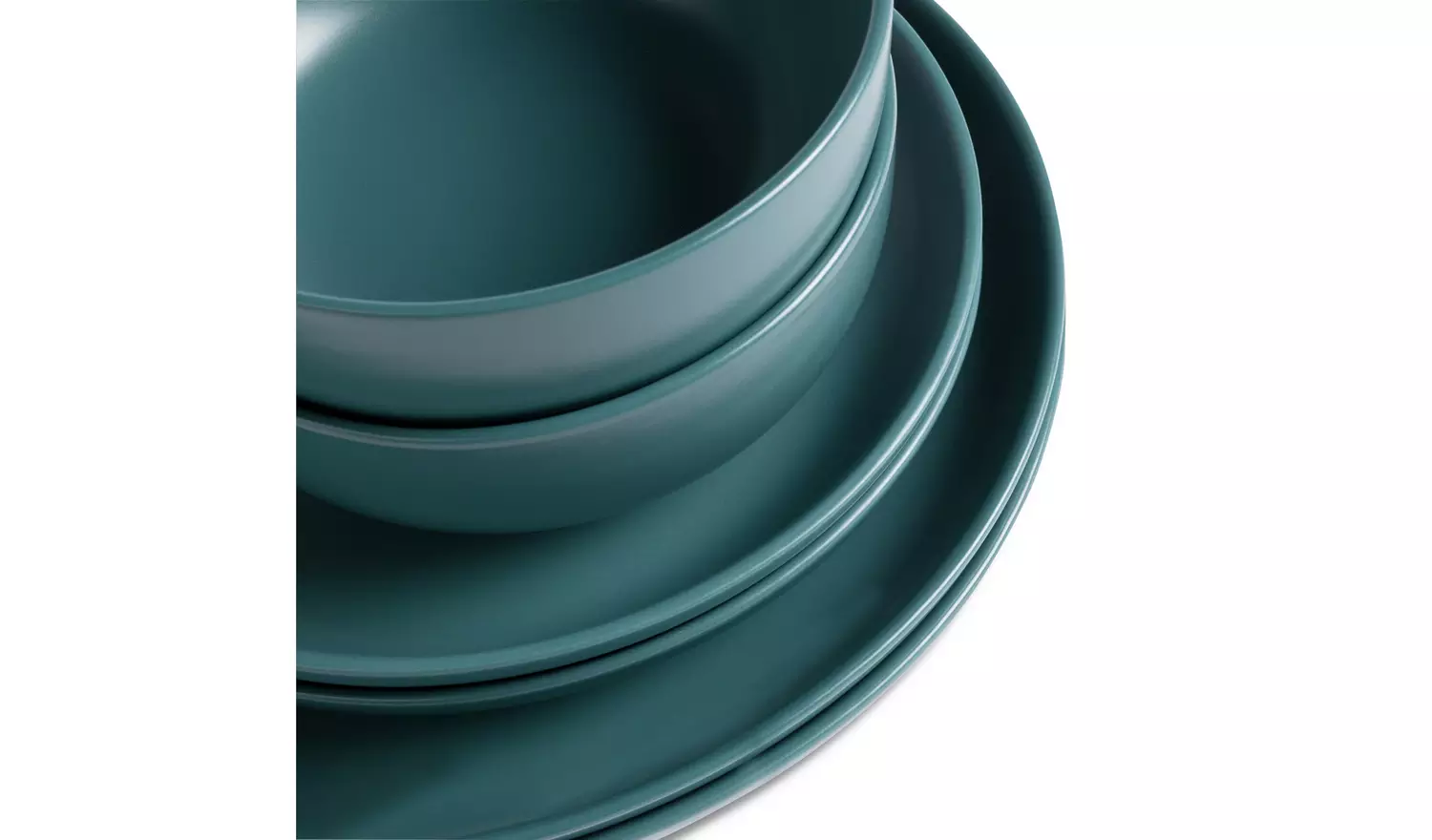 Habitat Matte Glaze 12 Piece Stoneware Dinner Set - Teal