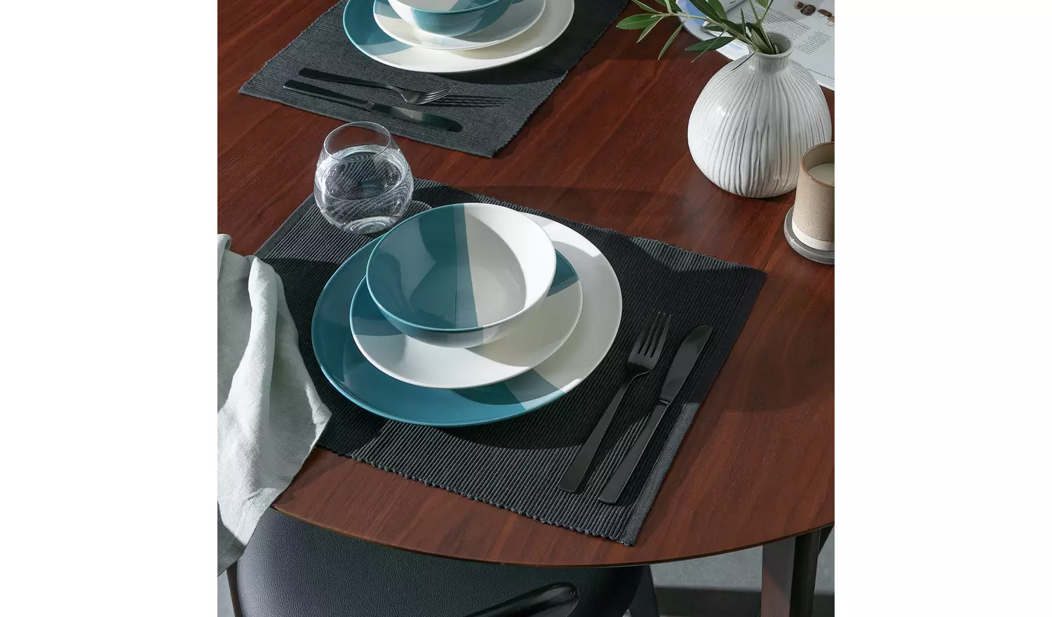 Habitat Dipped 12 Piece Stoneware Dinner Set - Multicoloured