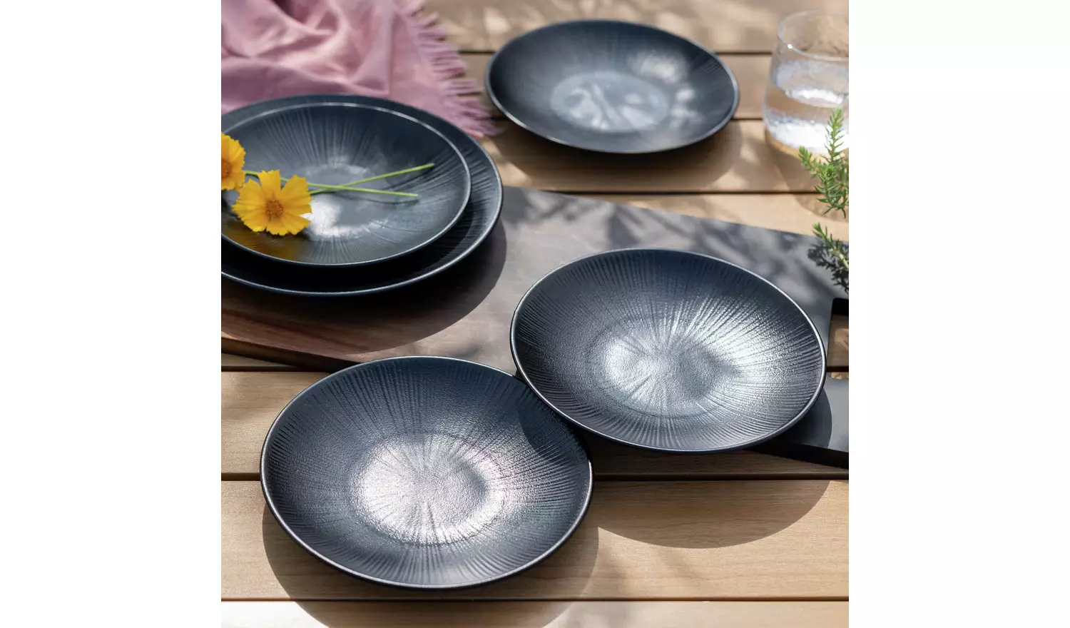 Habitat Black Textured Picnic Side Plate – set of 4