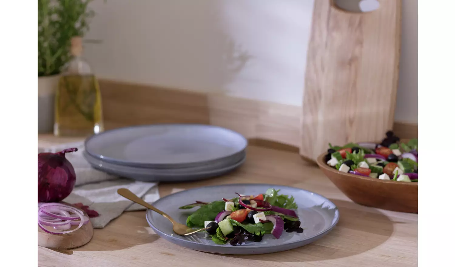 Habitat Evora 4 Piece Stoneware Dinner Plate - Blue