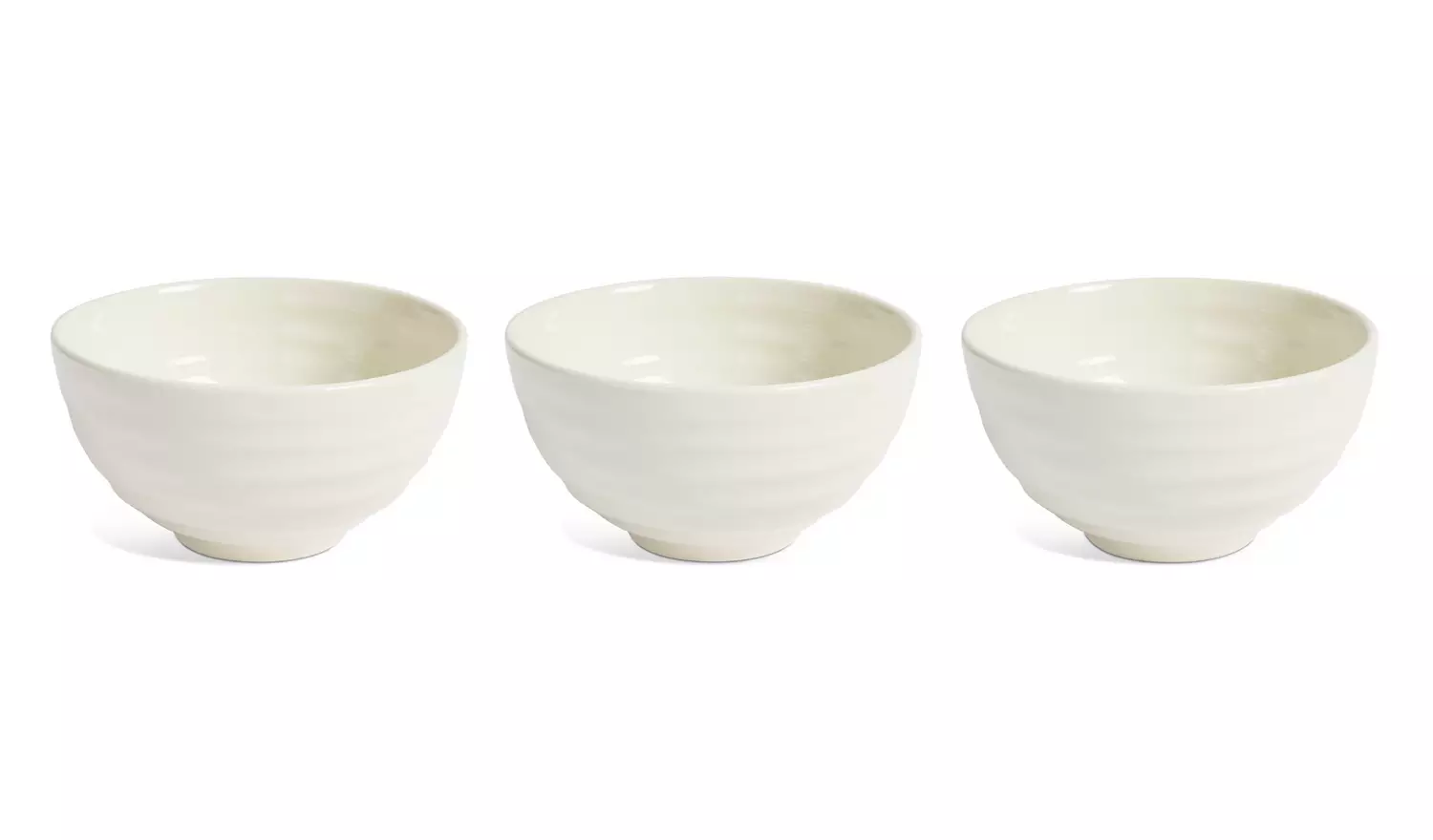 Habitat Ripple 3 Piece Stoneware Nibble Bowls - Cream
