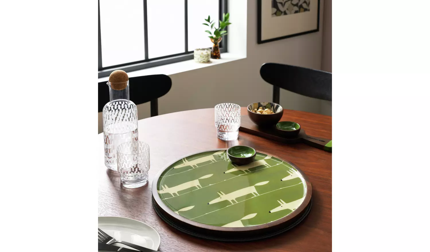 Habitat x Scion Mr Fox Mango Wood Serving Platter - Green