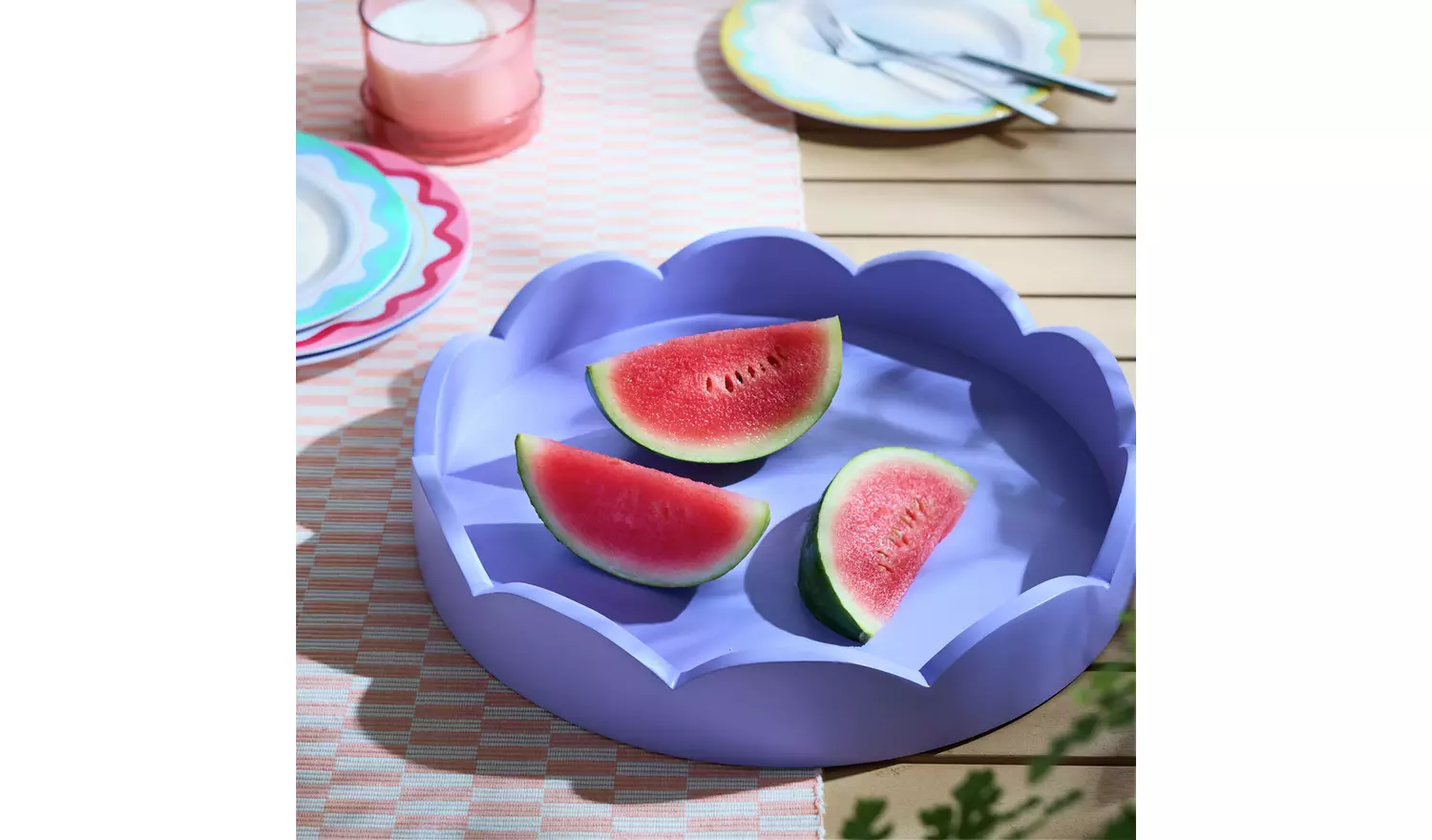 Home Scandi Wiggle Circle Tray - Purple