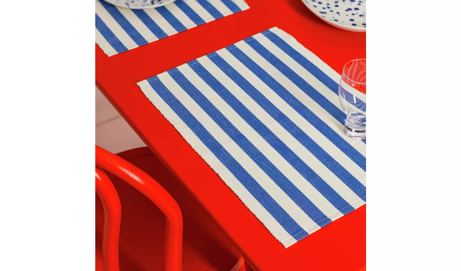 Habitat 60 Maubec Stripe Ribbed Set of 4 Placemats - Blue