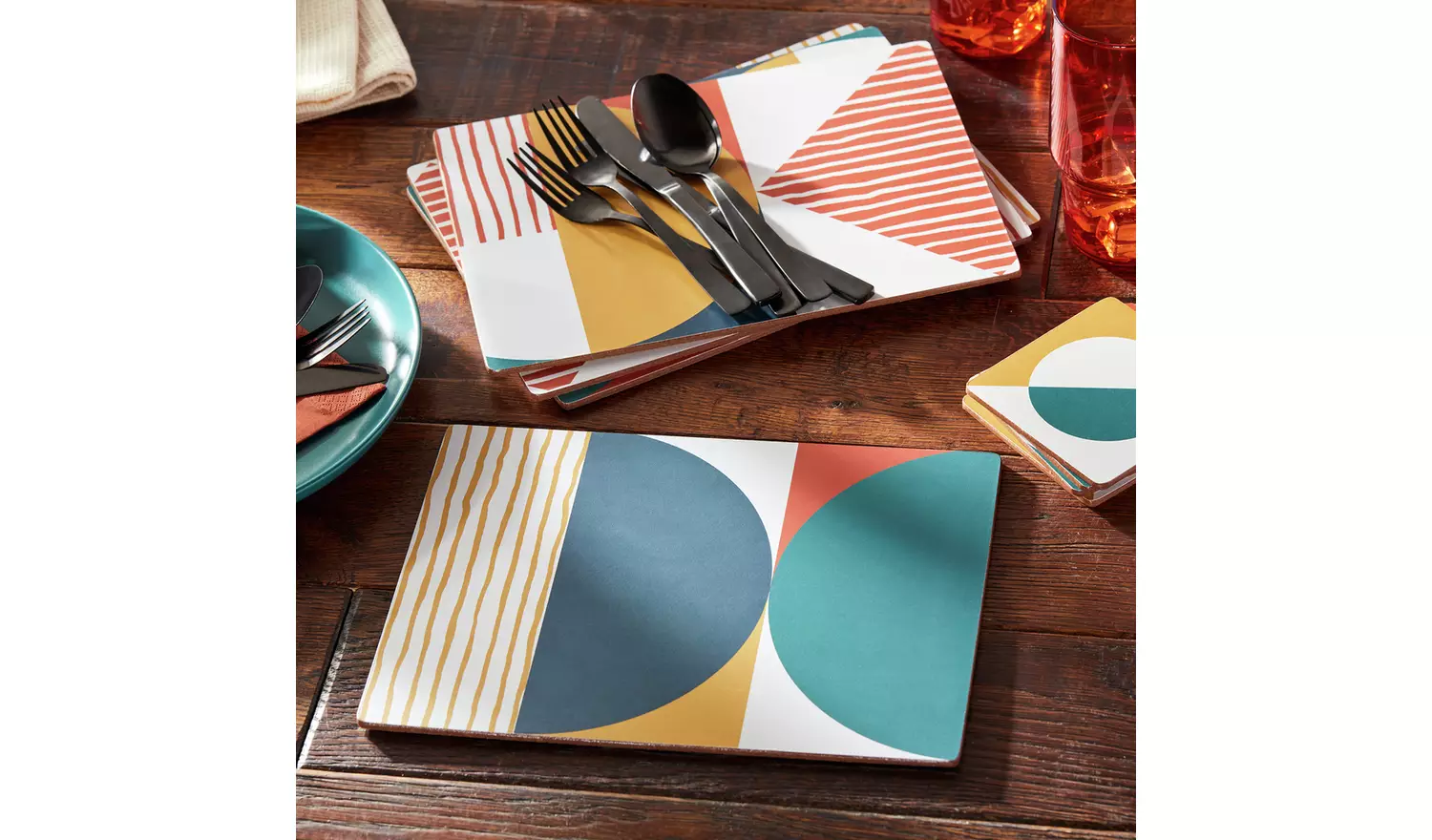 Habitat Geo Corkback Set of 4 Placemats and Coaster