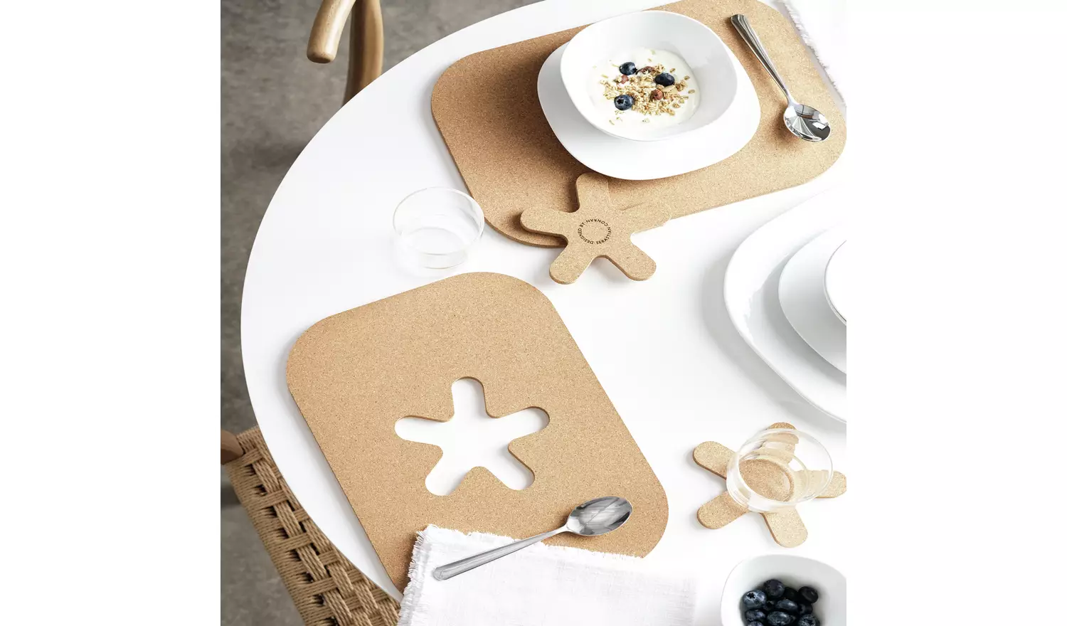 Designed by Sebastian Conran 2pc Cork Placemat & Coaster Set