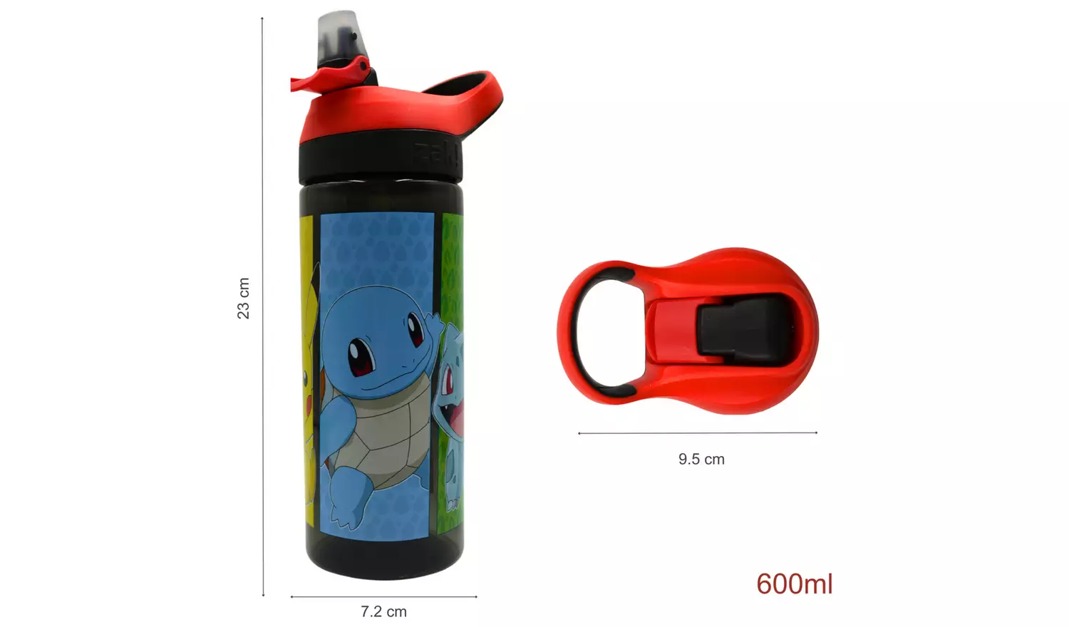 Zak Atlantic Pokemon Multicolour Sipper Water Bottle - 600ml