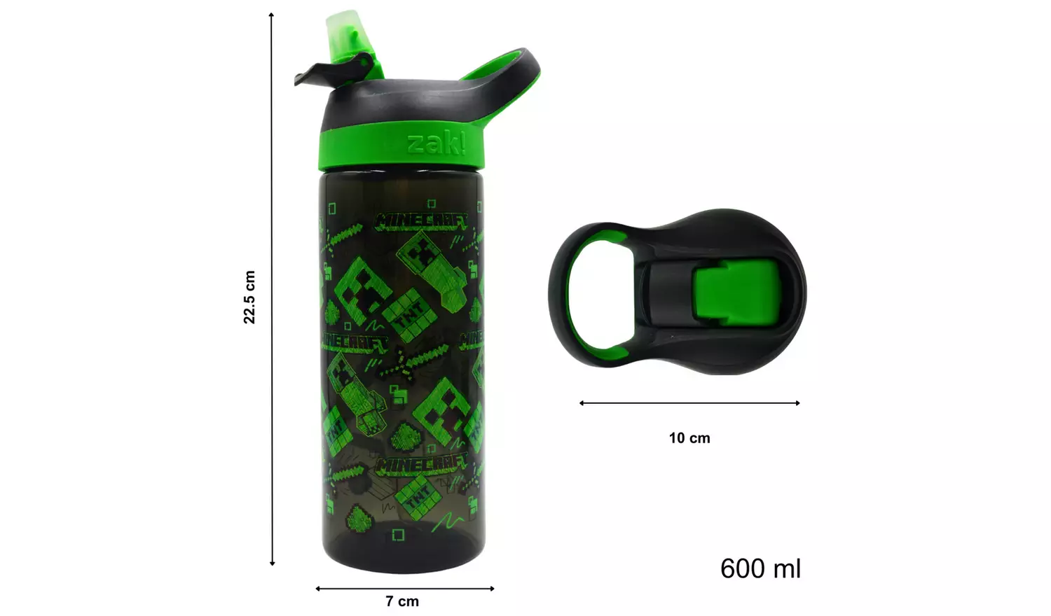Zak Atlantic Minecraft Acid Sketch Sipper Water Bottle-600ml