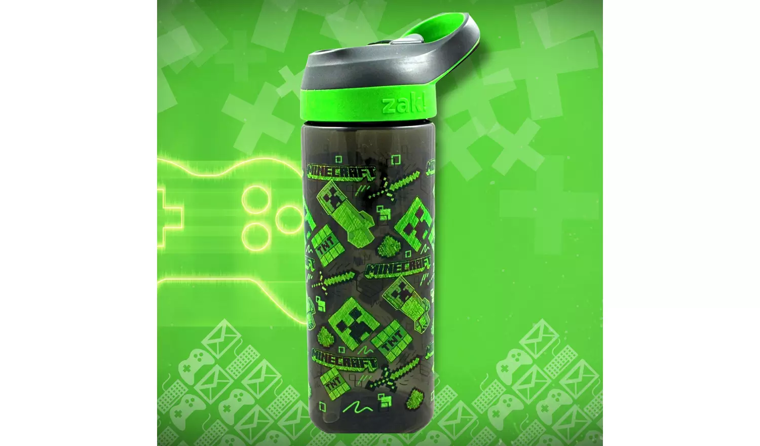 Zak Atlantic Minecraft Acid Sketch Sipper Water Bottle-600ml