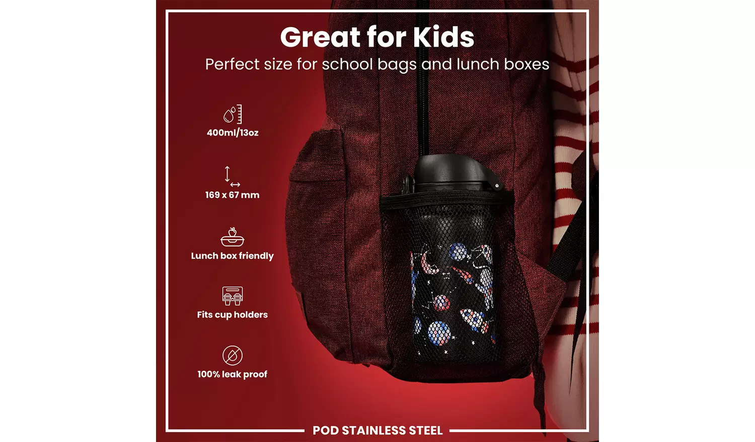 Ion8 Space Black Water Bottle - 400ml