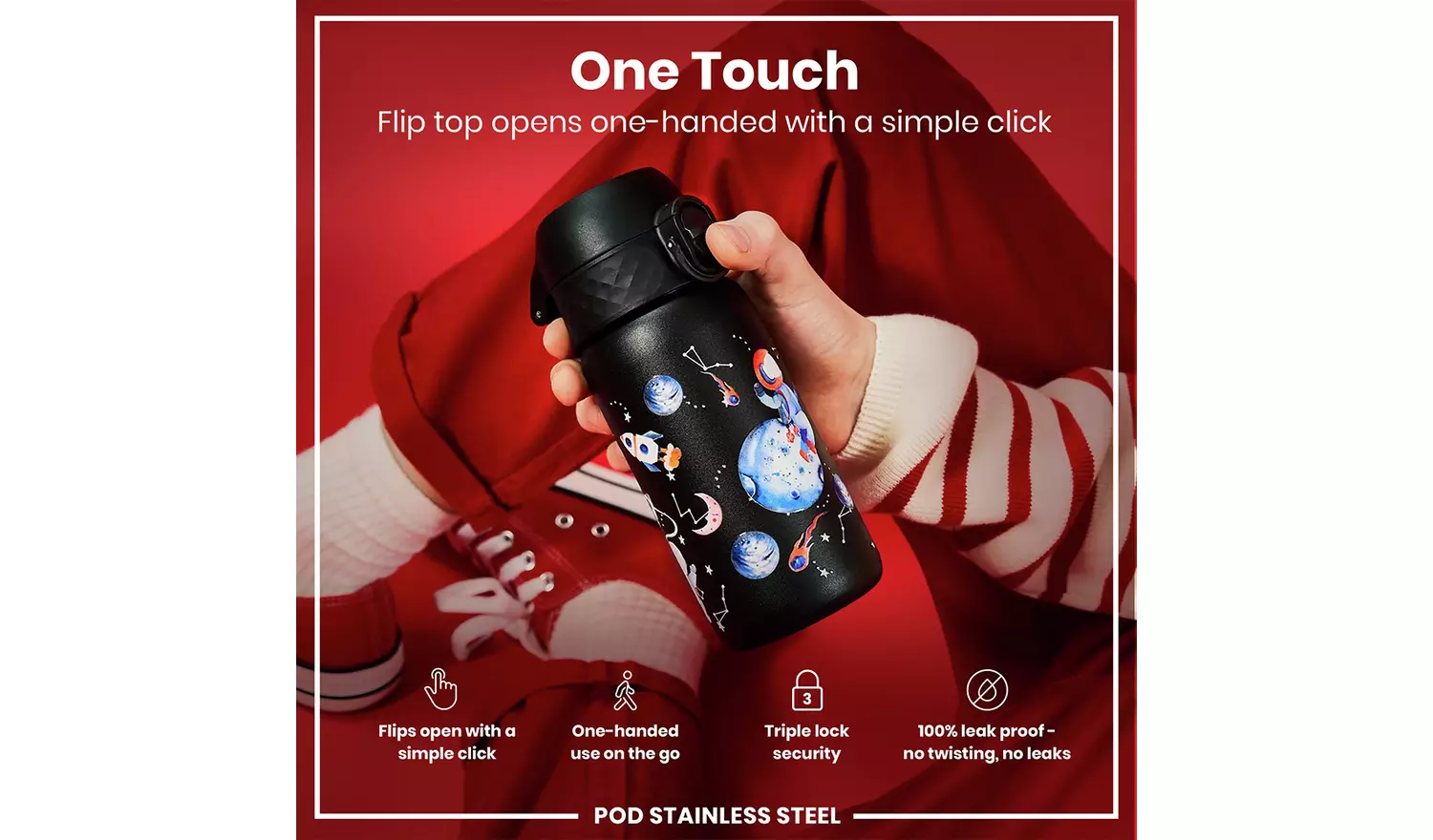 Ion8 Space Black Water Bottle - 400ml