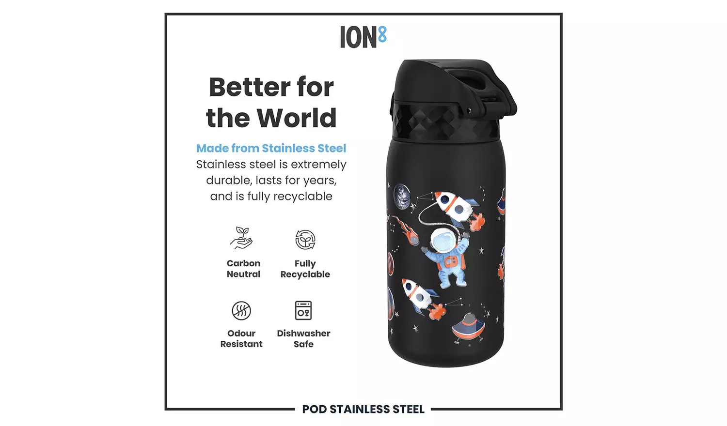 Ion8 Space Black Water Bottle - 400ml