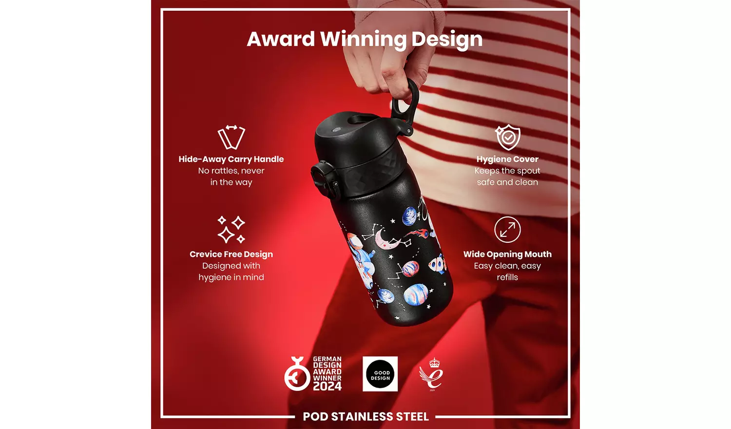 Ion8 Space Black Water Bottle - 400ml