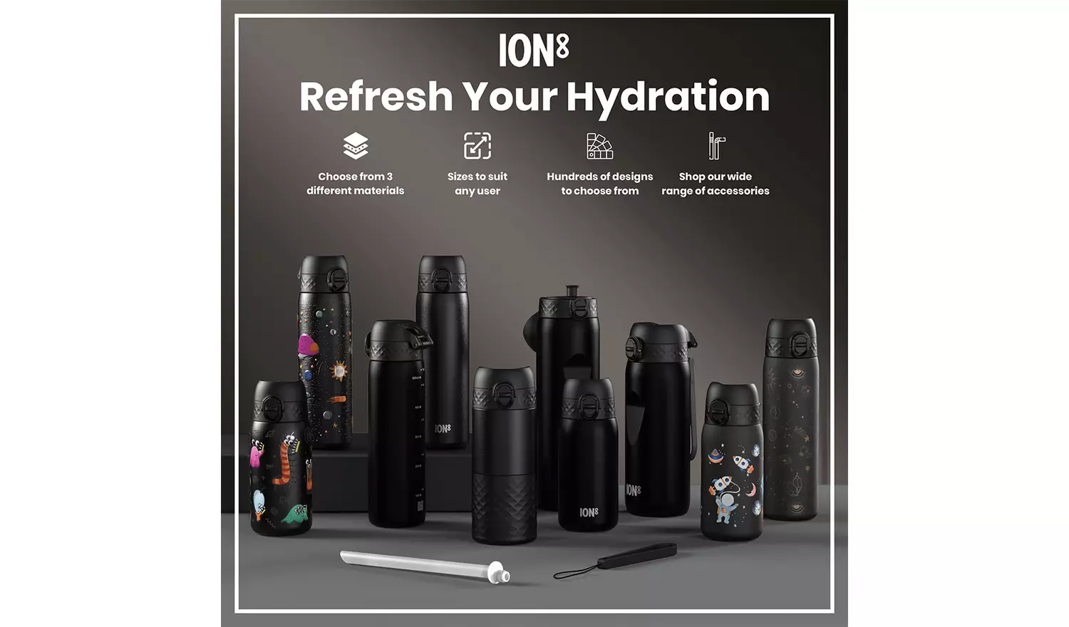 Ion8 Space Black Water Bottle - 400ml