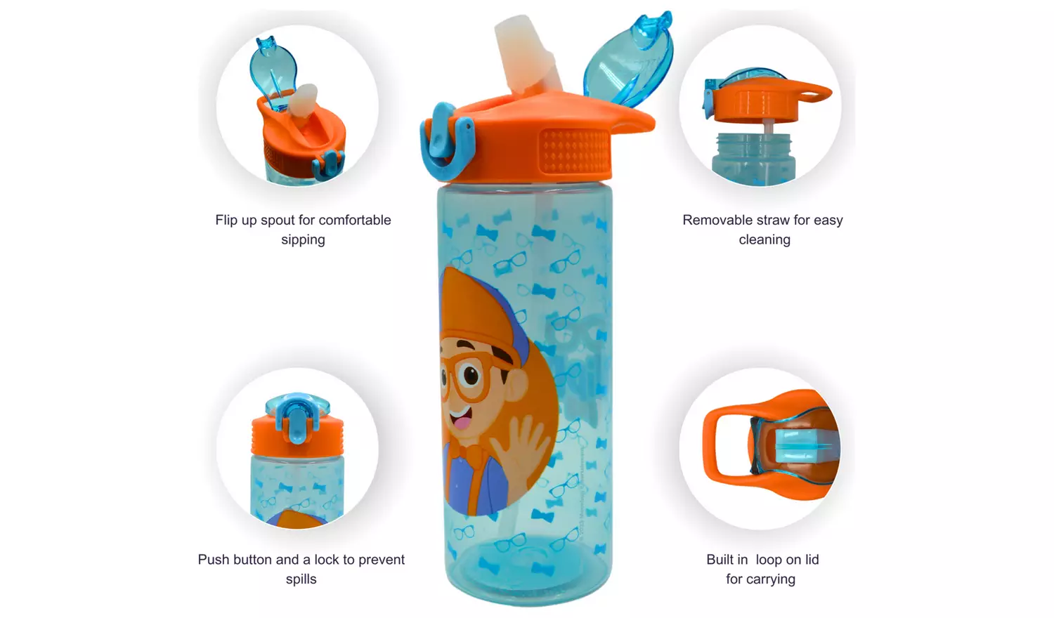 Zak Blippi Blue Sipper Water Bottle - 600ml