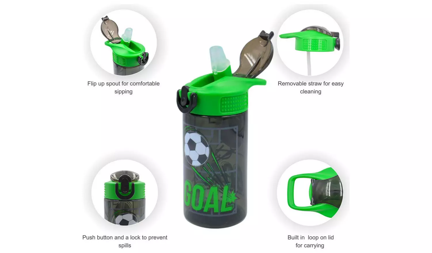 Hox Pack of 2 Football Water Bottles - 500ml
