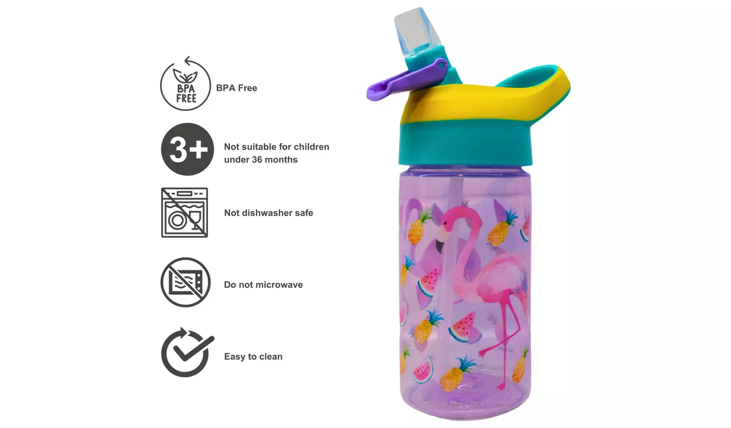 Zak Generic Set of 2 Flamingo & Donut Bottles