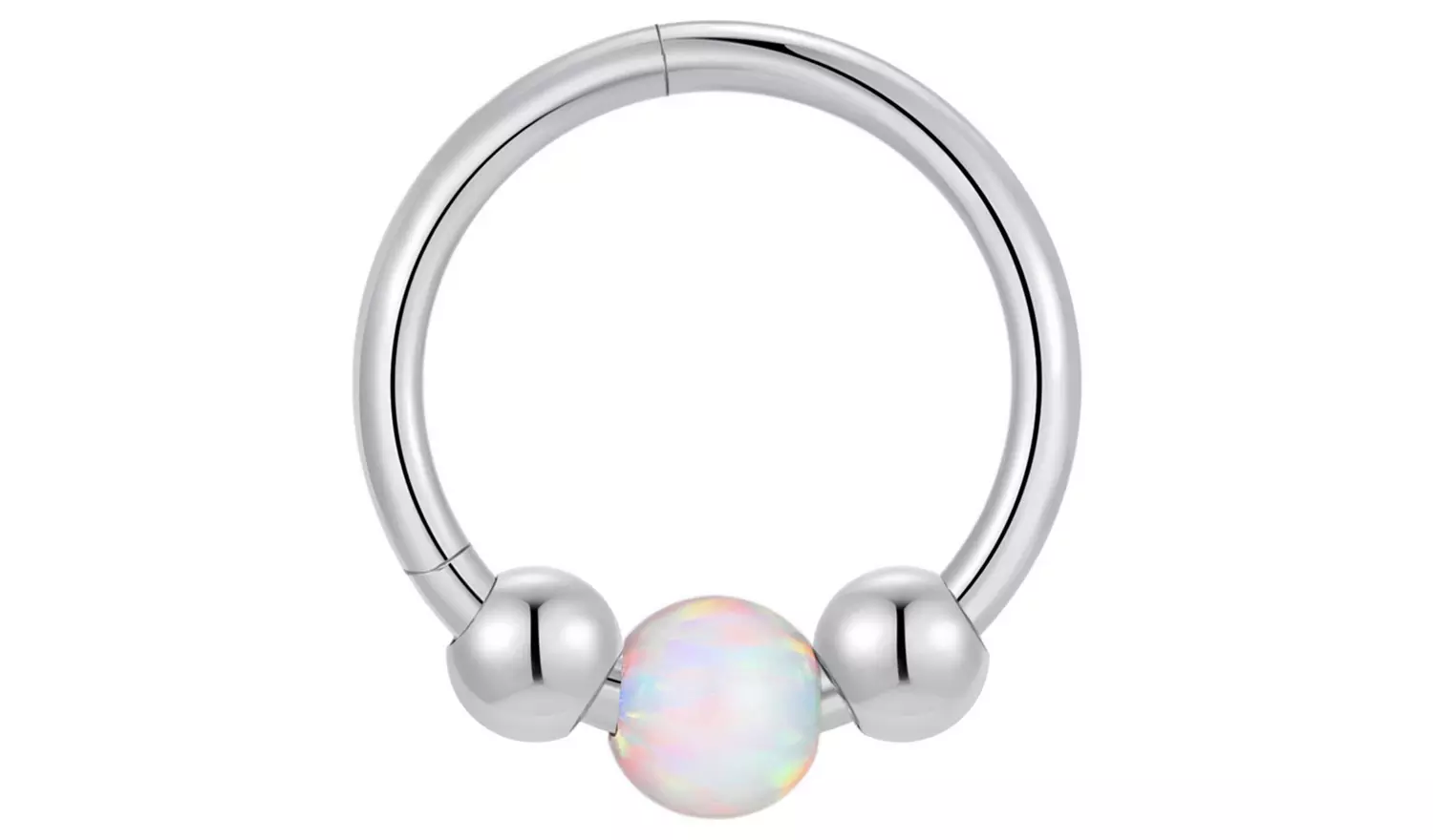With Bling Titanium Opal Beaded Hoop Earring