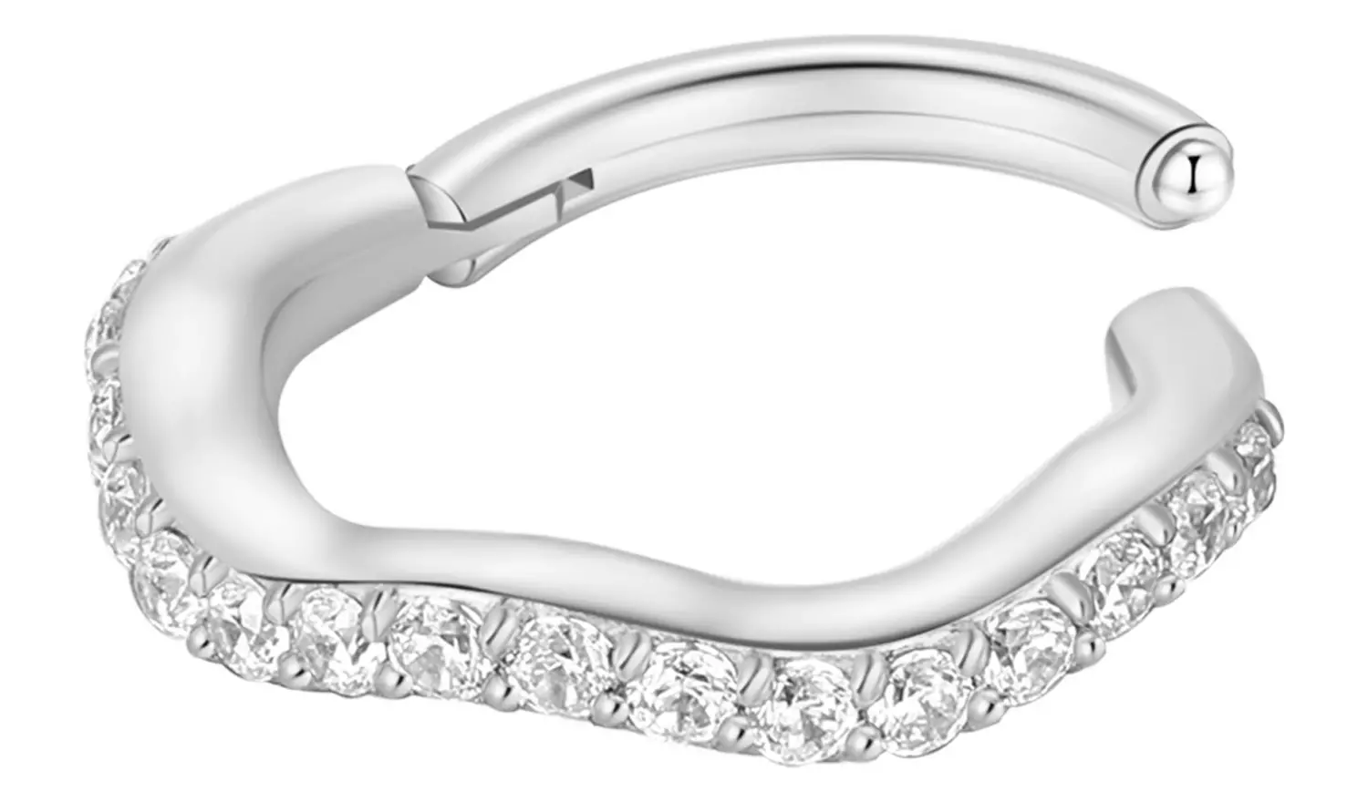 With Bling Stainless Steel Wave Helix Hoop Earring