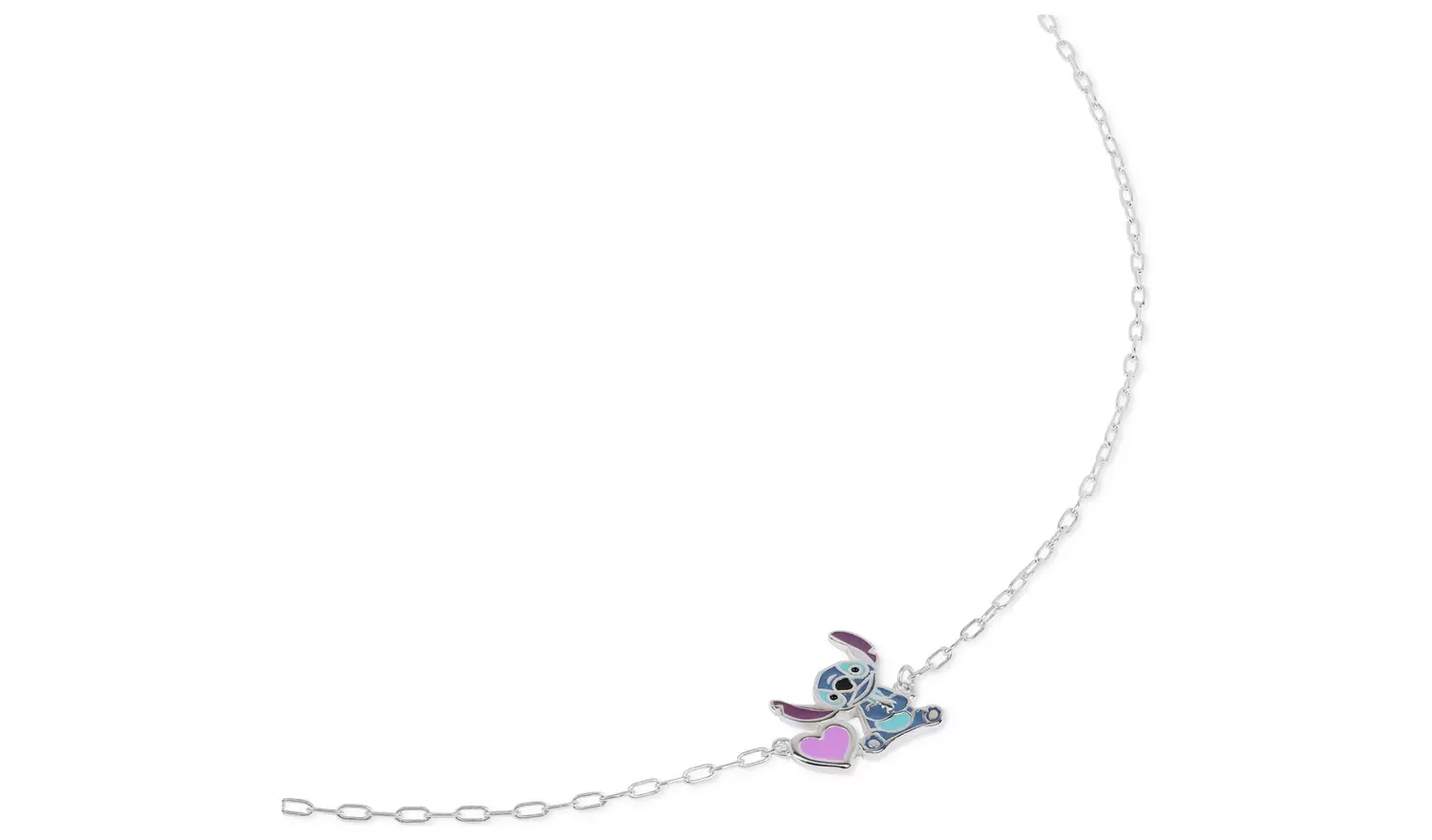 Disney Sterling Silver Stitch and Heart Charm Bracelet