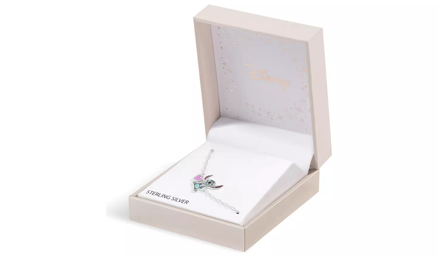 Disney Sterling Silver Stitch and Heart Charm Bracelet