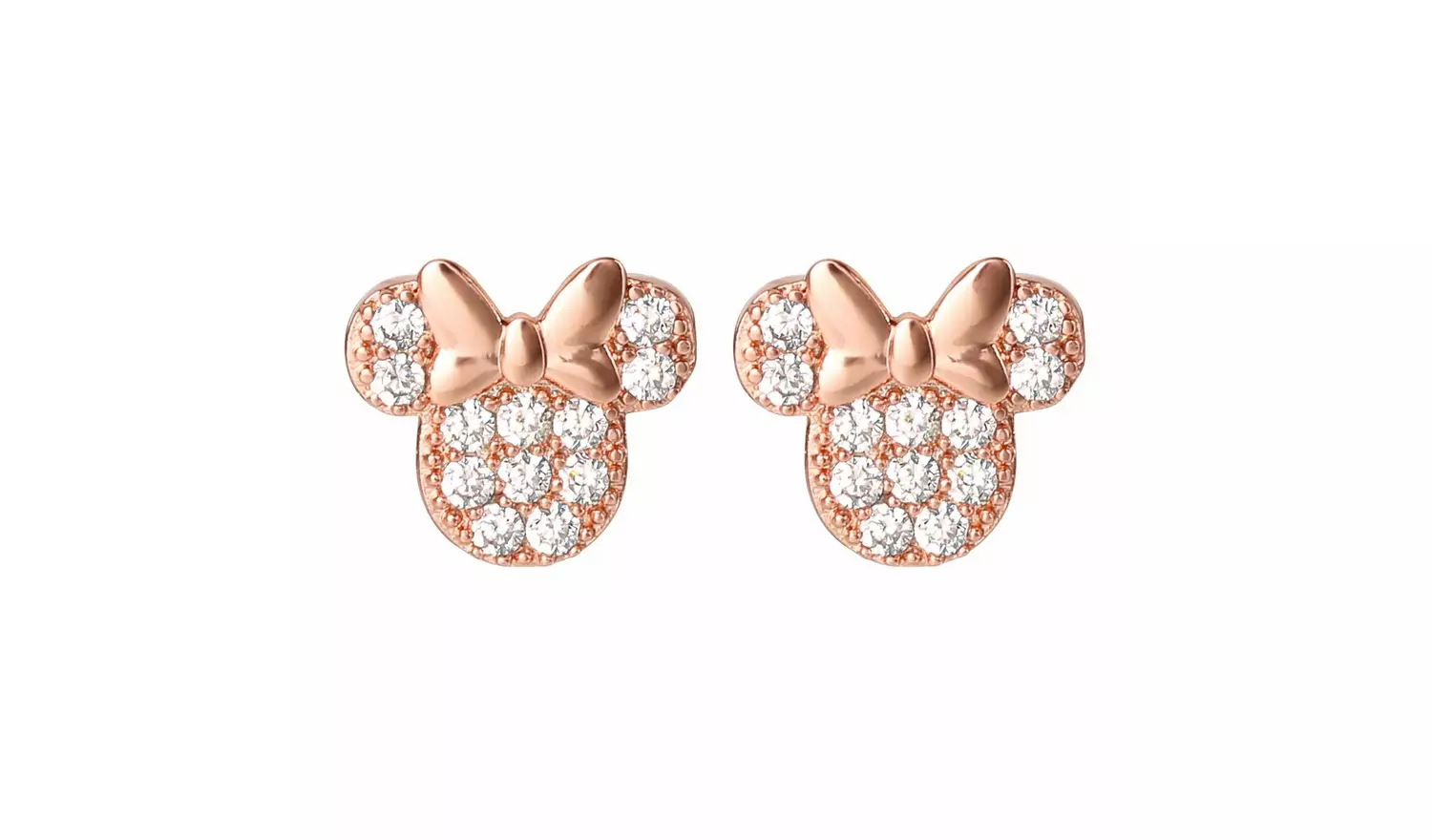 Disney Rose Gold Silver Plated Cubic Zirconia Stud Earrings