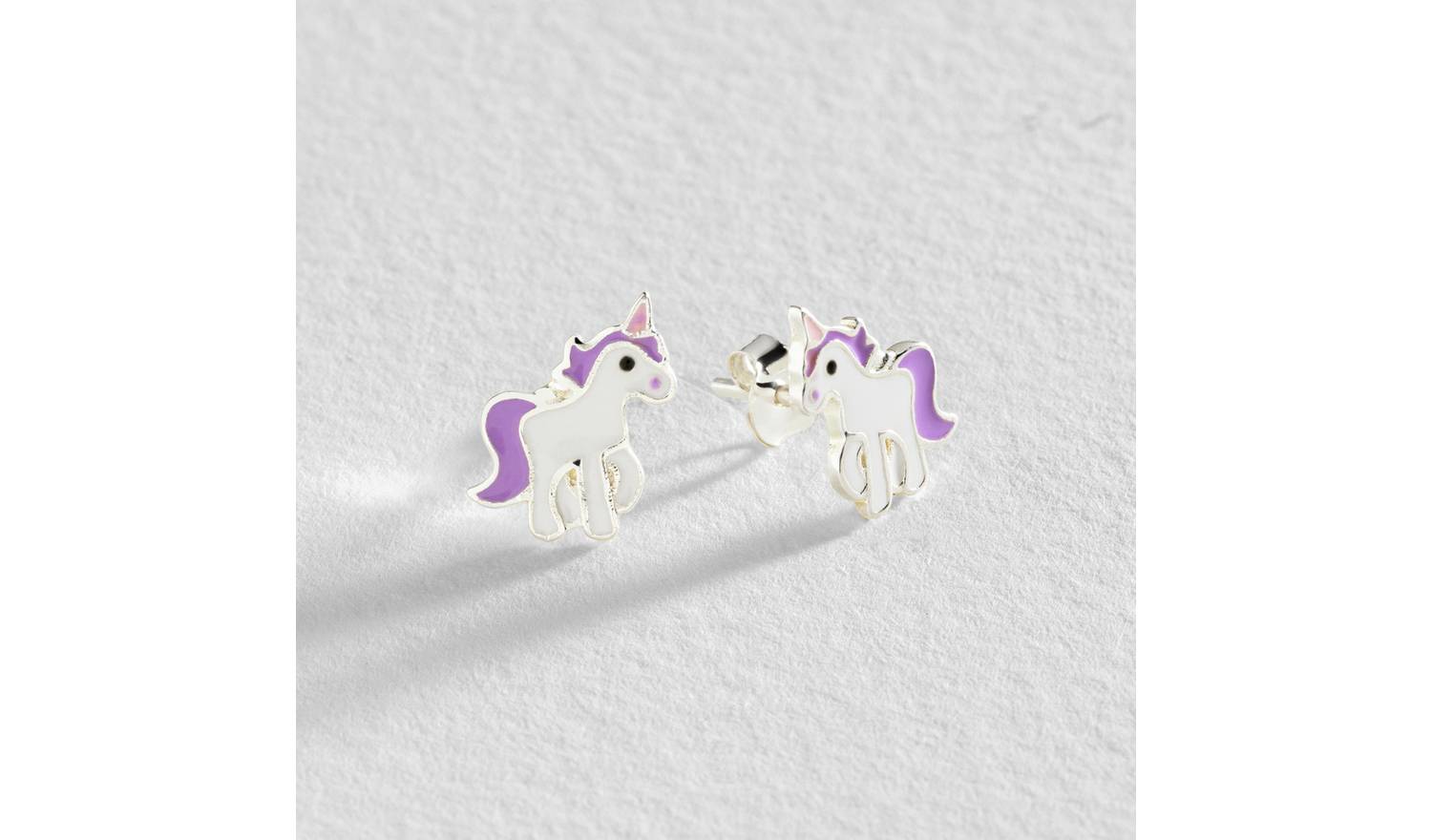 Revere Kid's Sterling Silver Enamel Unicorn Stud Earrings
