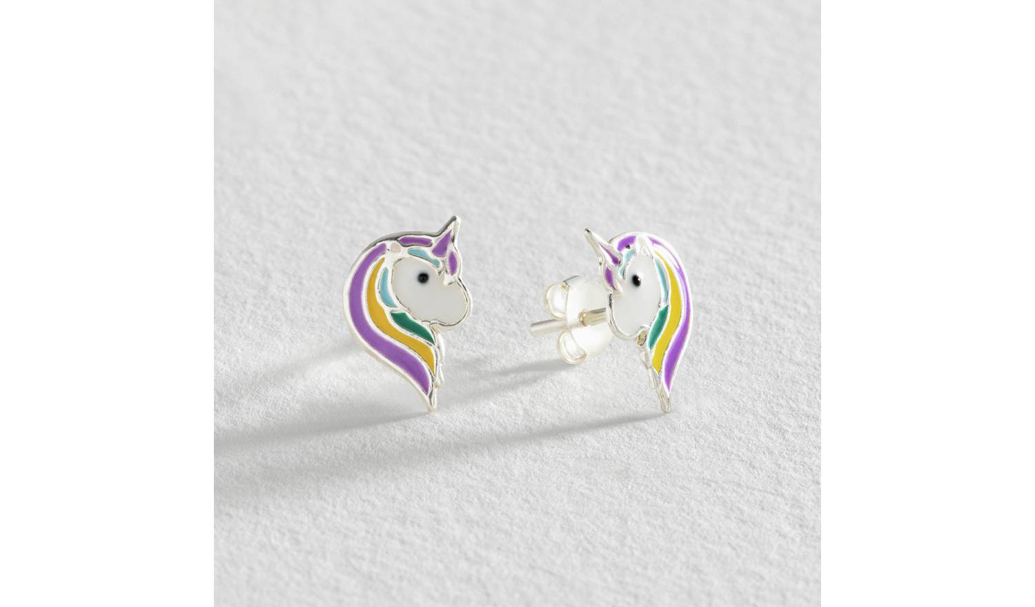 Revere Kid's Sterling Silver Rainbow Unicorn Stud Earrings