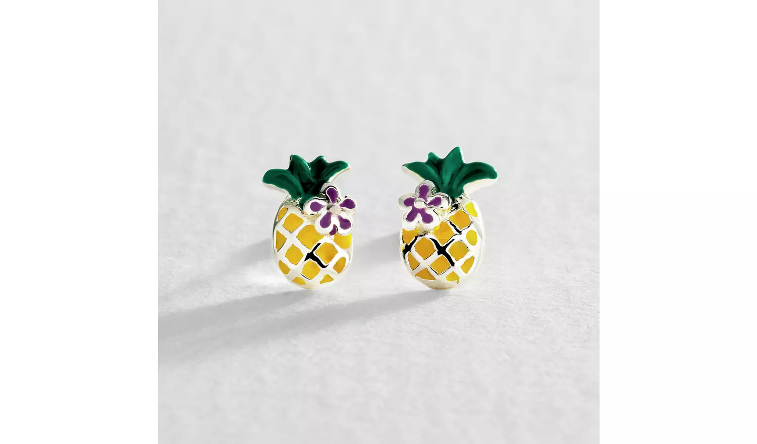 Revere Kid's Sterling Silver Enamel Pineapple Stud Earrings