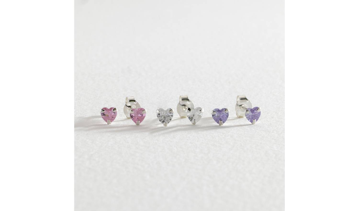 Revere Kid's Sterling Silver Heart Stud Earrings Set of 3