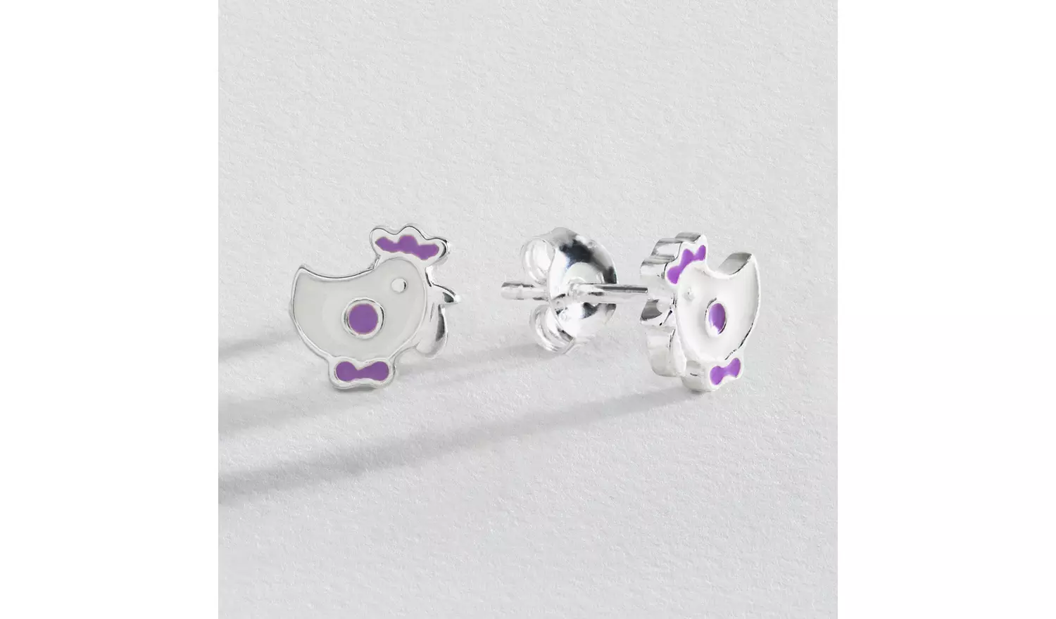 Revere Sterling Silver Enamel Chick Stud Earrings