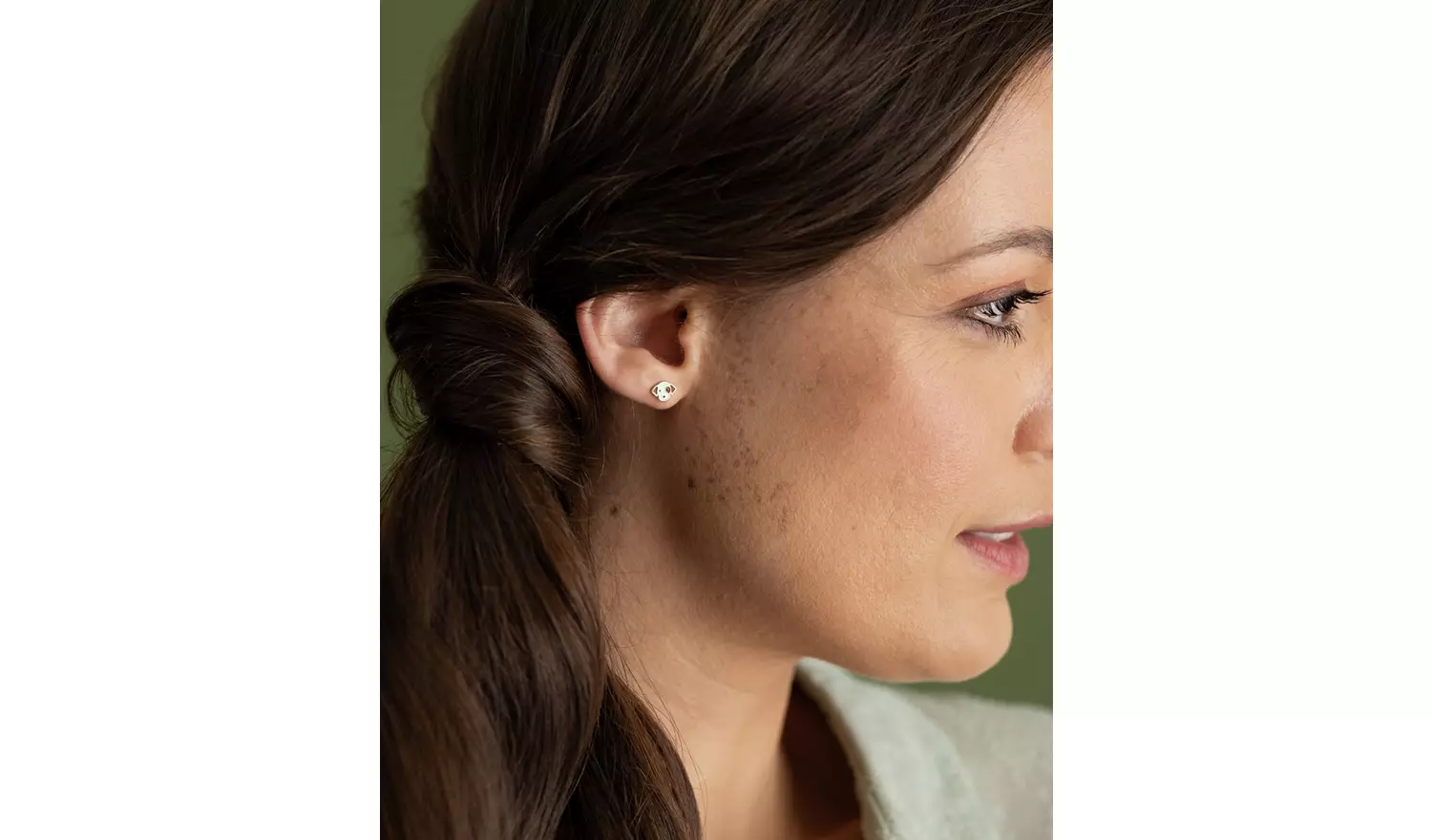 Revere Sterling Silver Puppy Enamel Stud Earrings