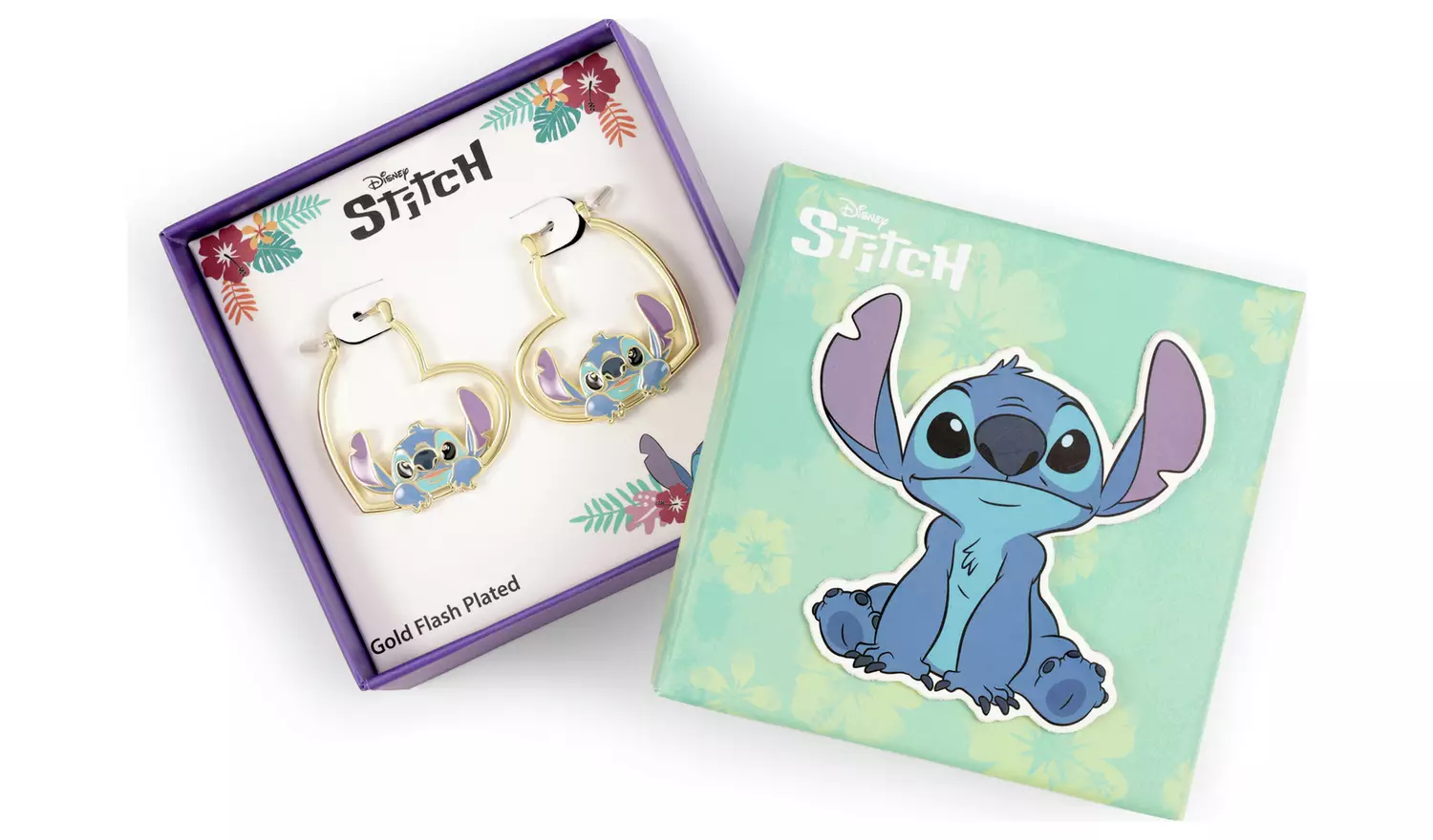 Disney Gold Plated Heart Stitch Huggie Earrings