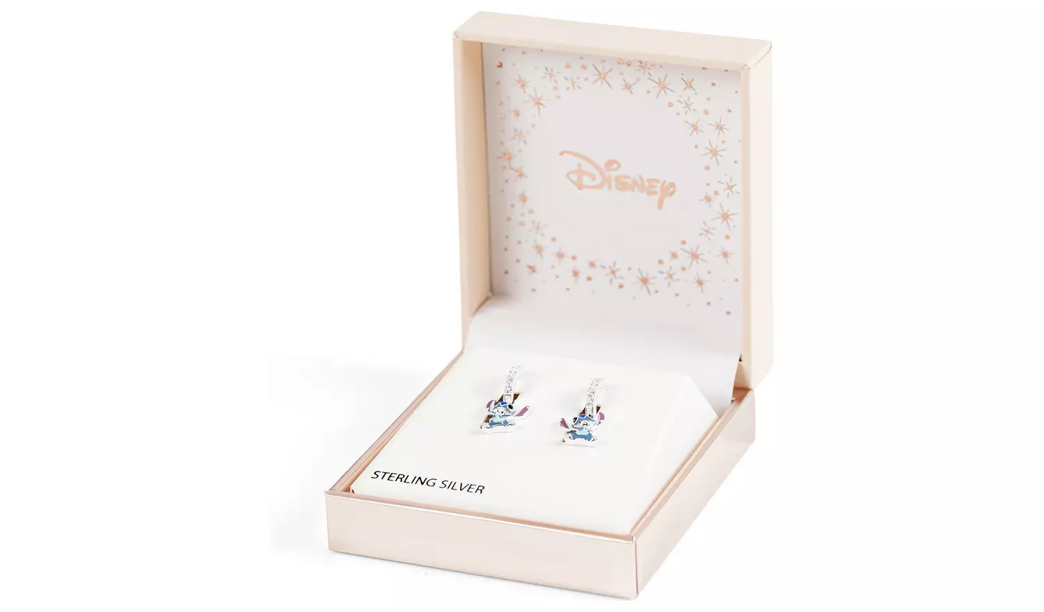 Disney Sterling Silver Stitch Charm Hoop Earrings