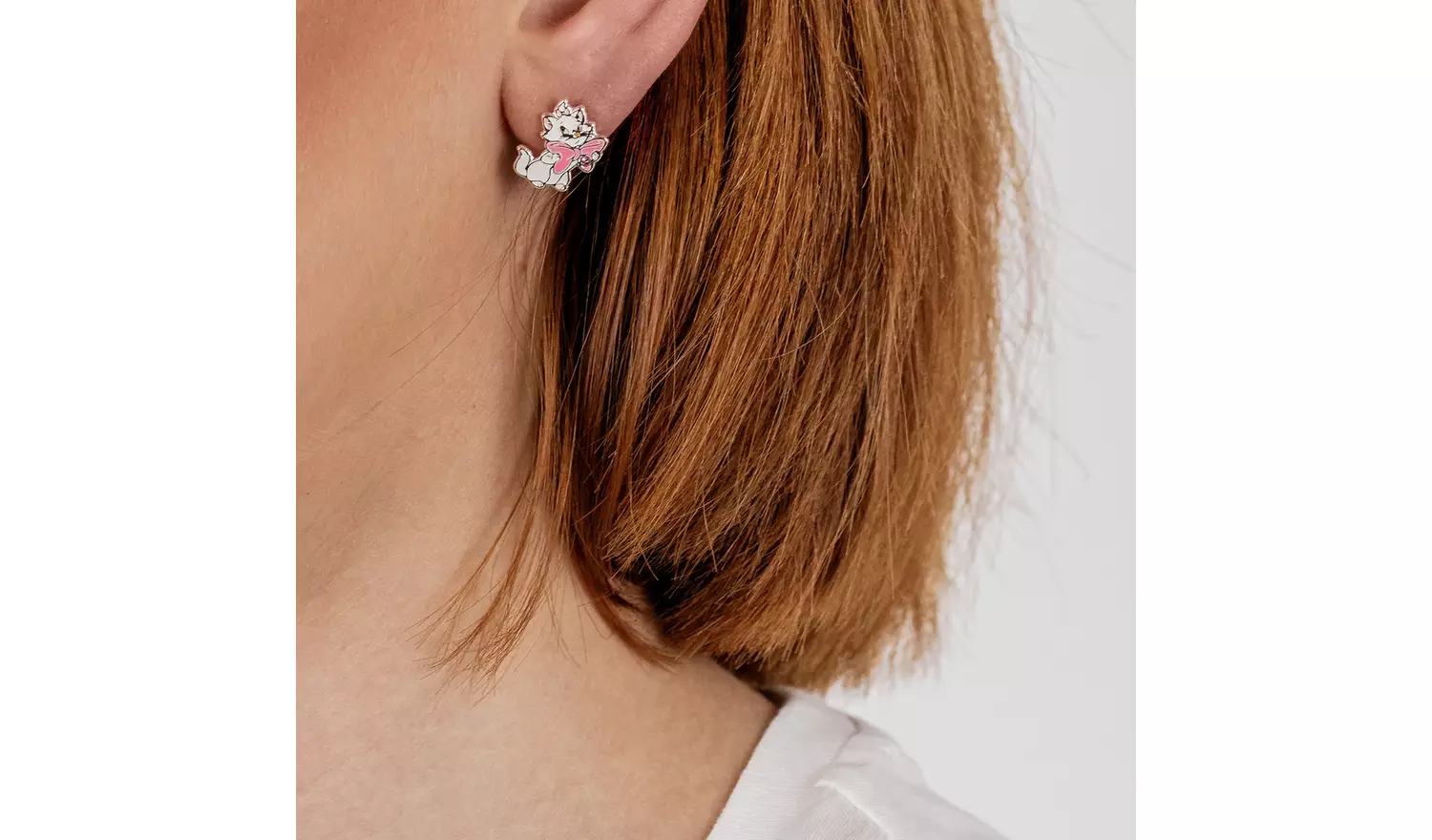 Disney Aristocats Marie Silver Plated Stud Earrings