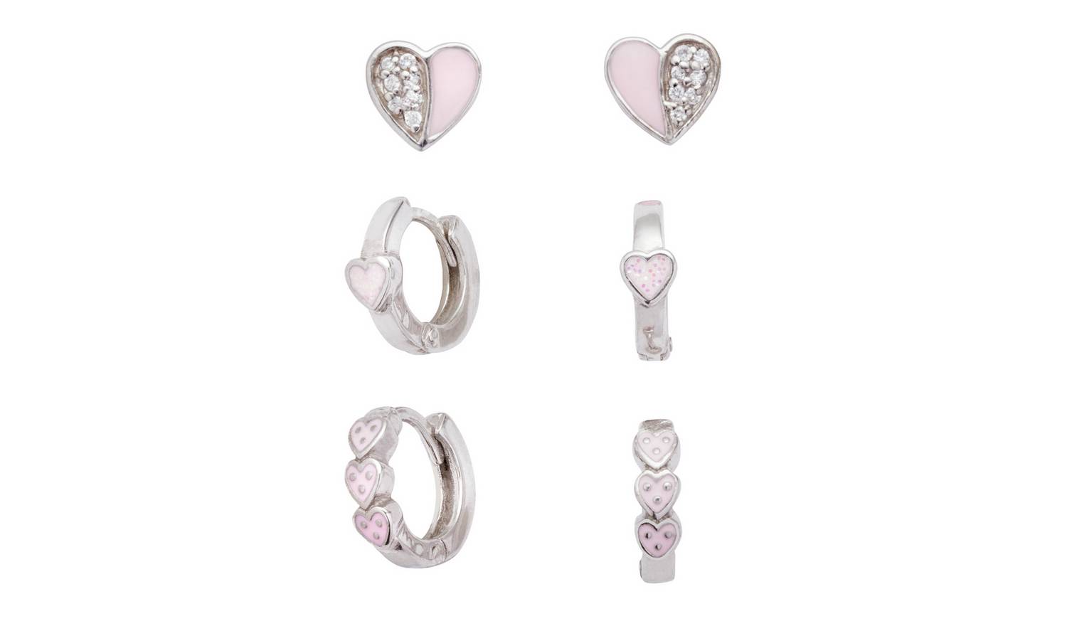 Revere Sterling Silver Kids Hoop & Stud Earrings Set of 3