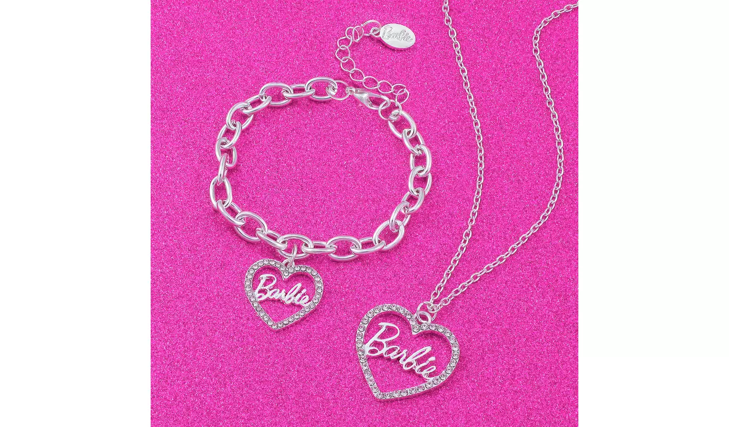 Barbie Silver Colour Crystal Necklace and Bracelet Gift Set