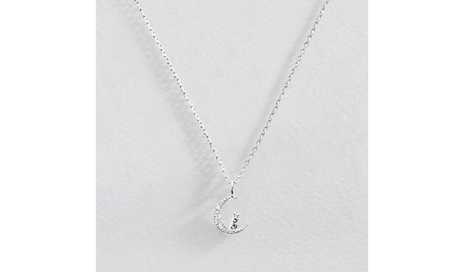 Revere Sterling Silver Bunny In the Moon Necklace