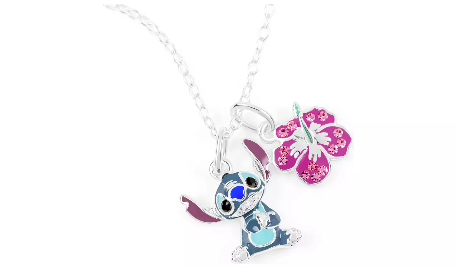 Disney Sterling Silver Lilo & Stitch Ohana Pendant Necklace