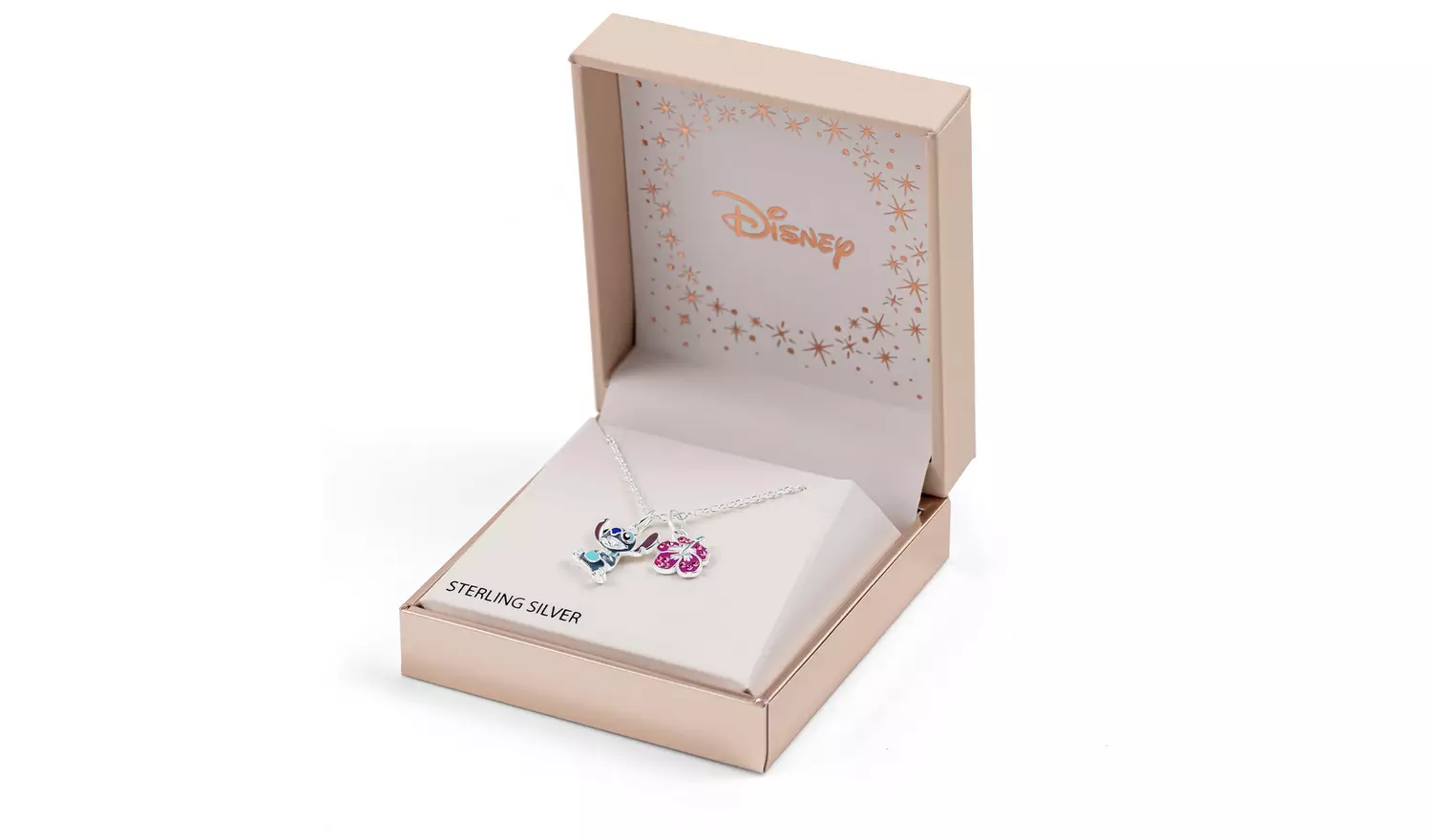 Disney Sterling Silver Lilo & Stitch Ohana Pendant Necklace