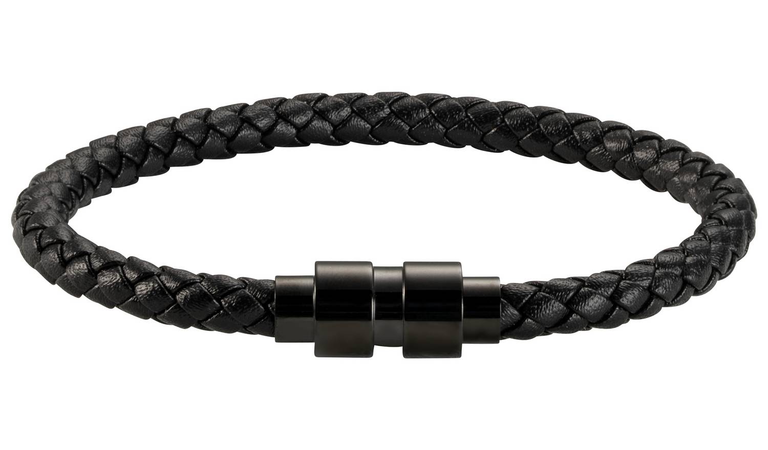 Revere Men's Stainless Steel and Leather Strap Bracelet