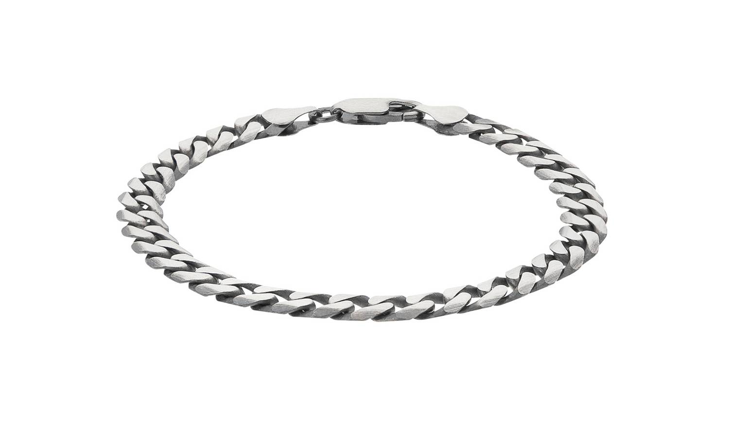 Revere Men's Sterling Silver Oxidised Curb Bracelet