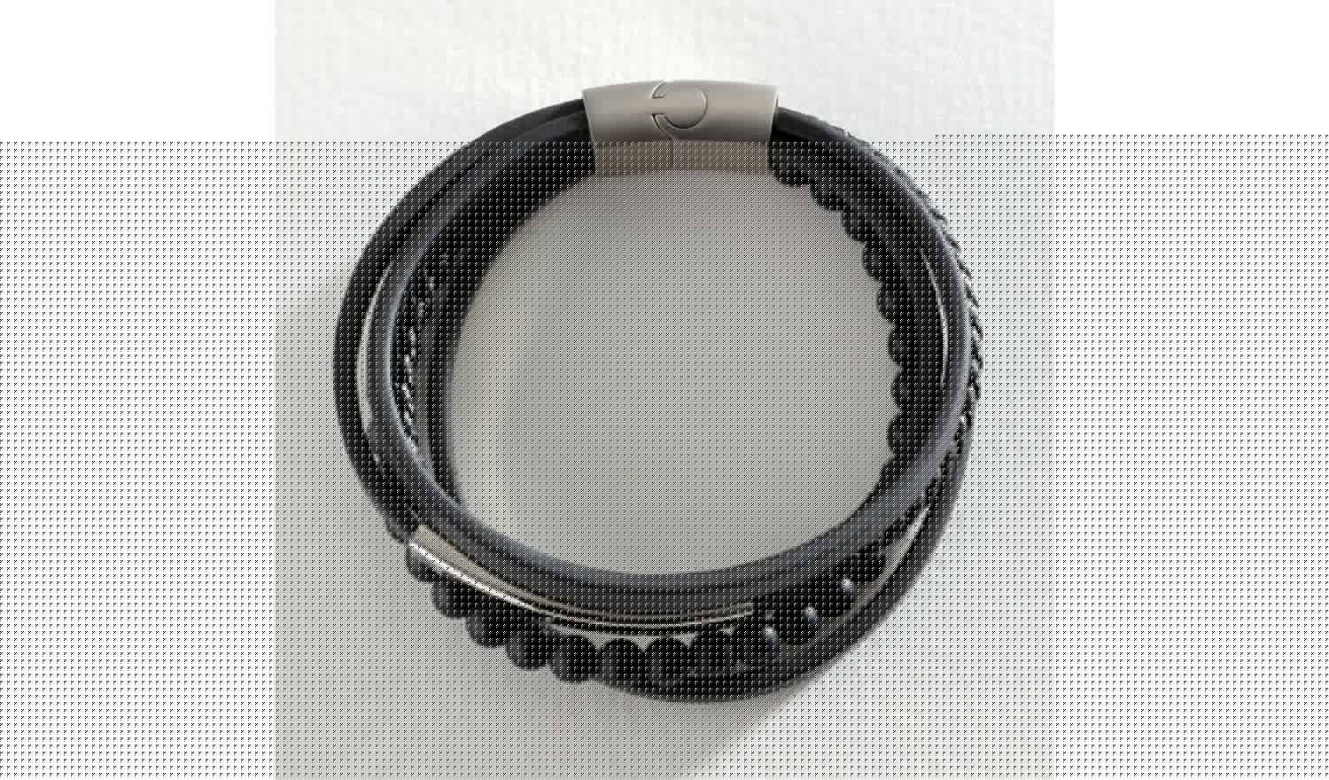 Revere Men's Black Leather Stainless Steel Layered Bracelet